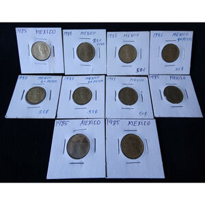 1985 Mexico 20 Pesos Guadalupe Victoria Estados Unidos Mexicanos Coin Lot Brass